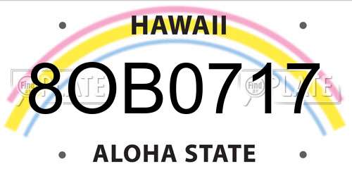 8OB0717 Hawaii License Plate