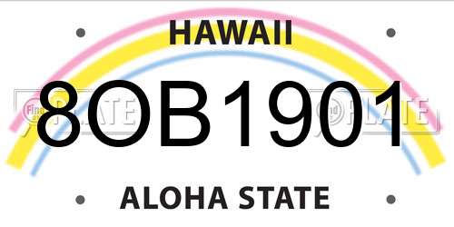 8OB1901 Hawaii License Plate