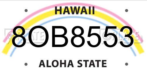 8OB8553 Hawaii License Plate