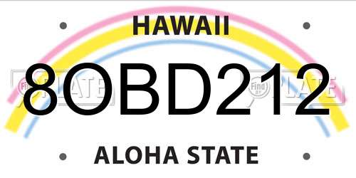 8OBD212 Hawaii License Plate