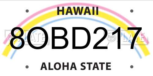 8OBD217 Hawaii License Plate