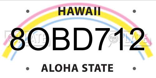 8OBD712 Hawaii License Plate