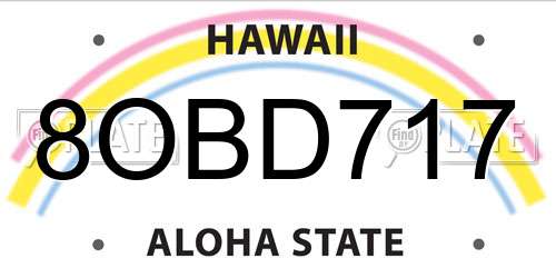 8OBD717 Hawaii License Plate