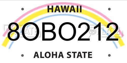 8OBO212 Hawaii License Plate