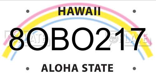 8OBO217 Hawaii License Plate