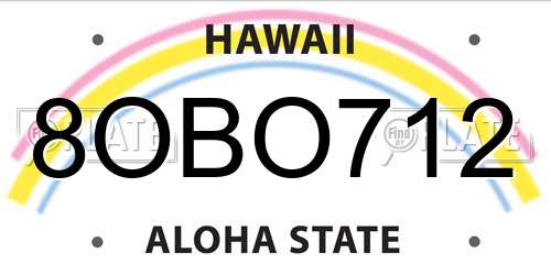 8OBO712 Hawaii License Plate