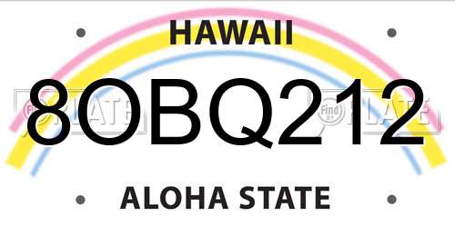 8OBQ212 Hawaii License Plate