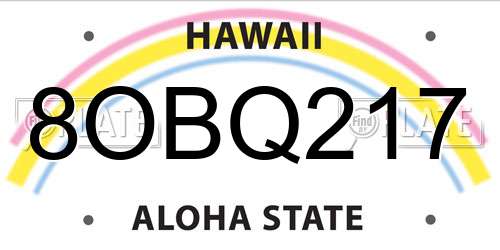 8OBQ217 Hawaii License Plate