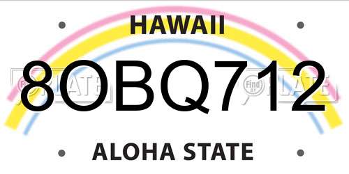 8OBQ712 Hawaii License Plate