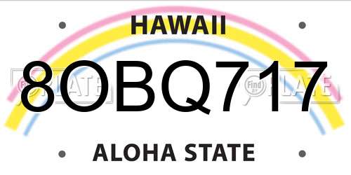 8OBQ717 Hawaii License Plate