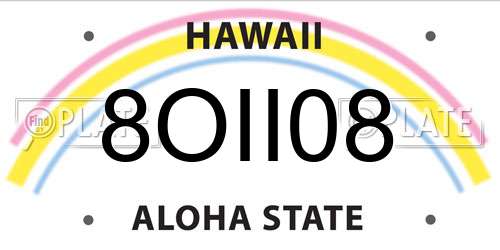 8OII08 Hawaii License Plate
