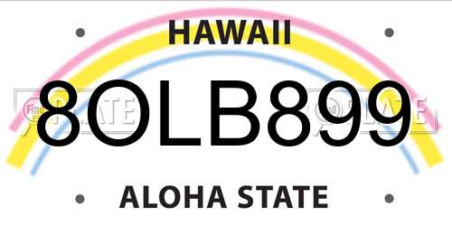 8OLB899 Hawaii License Plate