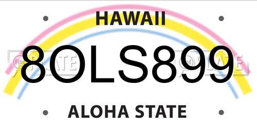 8OLS899 Hawaii License Plate