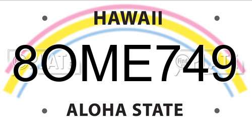 8OME749 Hawaii License Plate
