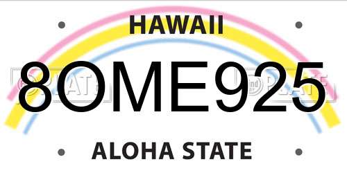 8OME925 Hawaii License Plate