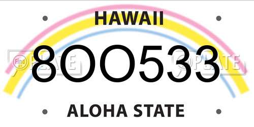 8OO533 Hawaii License Plate