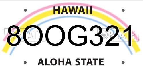 8OOG321 Hawaii License Plate