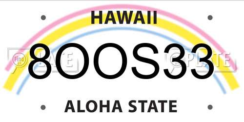 8OOS33 Hawaii License Plate