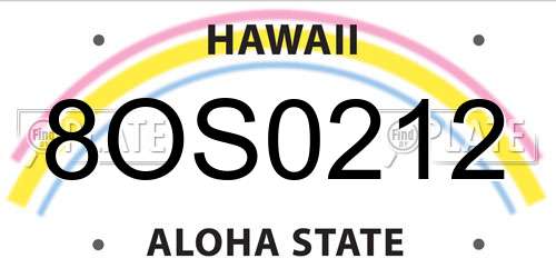 8OS0212 Hawaii License Plate