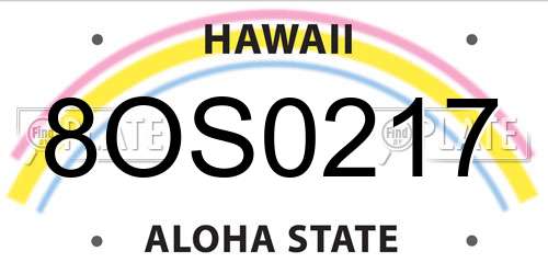 8OS0217 Hawaii License Plate
