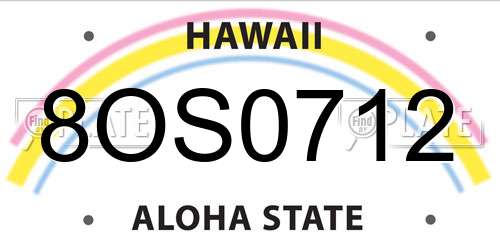 8OS0712 Hawaii License Plate