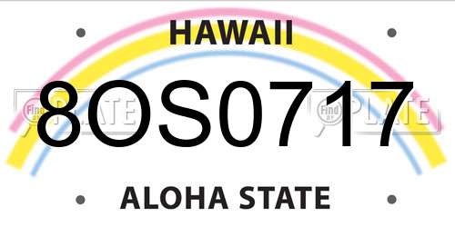 8OS0717 Hawaii License Plate