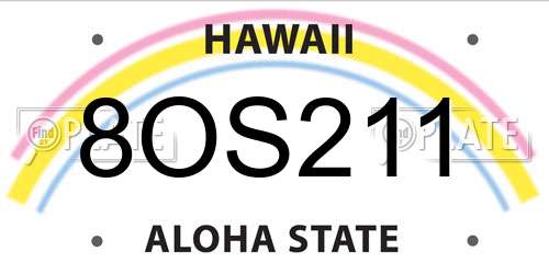 8OS211 Hawaii License Plate
