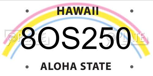8OS250 Hawaii License Plate