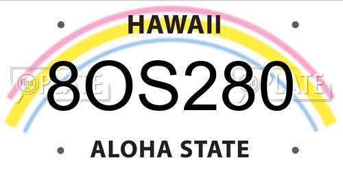 8OS280 Hawaii License Plate
