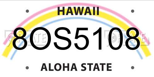 8OS5108 Hawaii License Plate