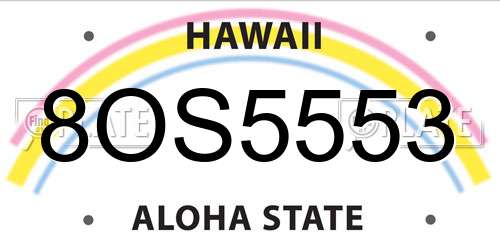 8OS5553 Hawaii License Plate