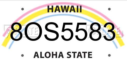 8OS5583 Hawaii License Plate