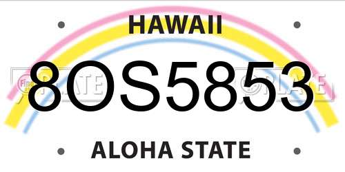 8OS5853 Hawaii License Plate