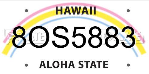 8OS5883 Hawaii License Plate