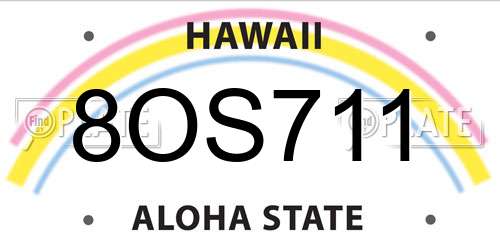 8OS711 Hawaii License Plate