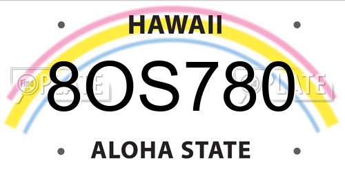 8OS780 Hawaii License Plate