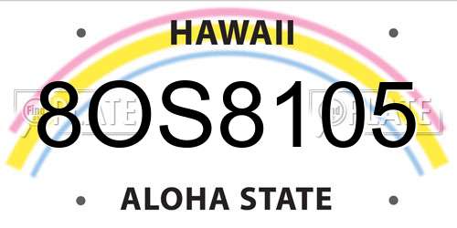 8OS8105 Hawaii License Plate