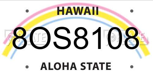 8OS8108 Hawaii License Plate
