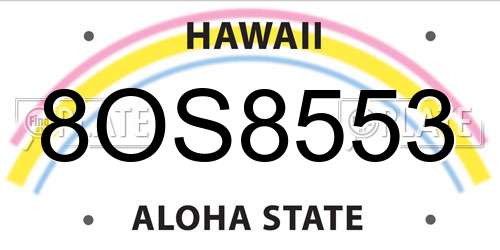 8OS8553 Hawaii License Plate