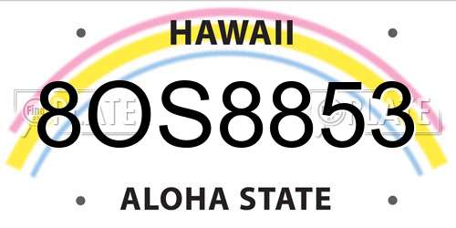 8OS8853 Hawaii License Plate
