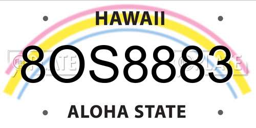 8OS8883 Hawaii License Plate