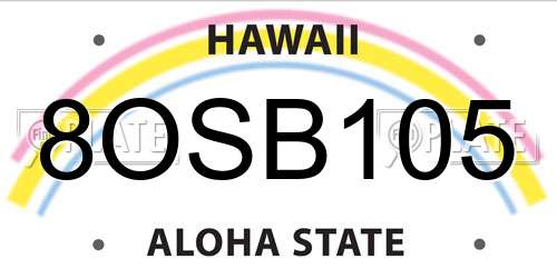 8OSB105 Hawaii License Plate