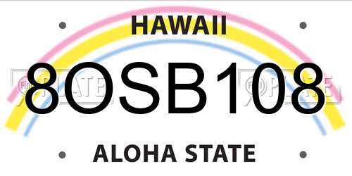 8OSB108 Hawaii License Plate