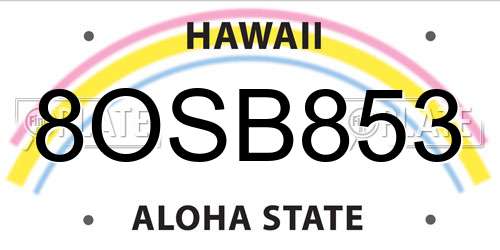 8OSB853 Hawaii License Plate