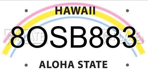 8OSB883 Hawaii License Plate