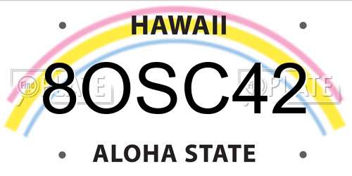 8OSC42 Hawaii License Plate