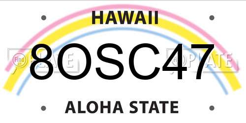 8OSC47 Hawaii License Plate