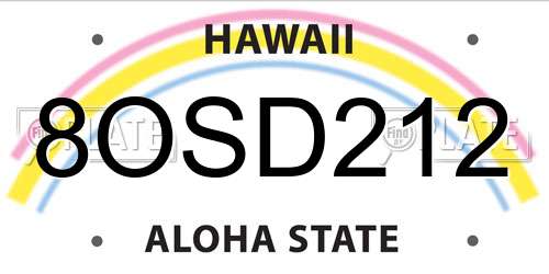8OSD212 Hawaii License Plate