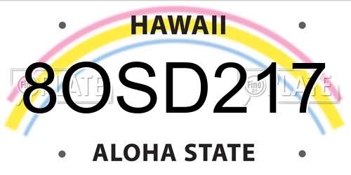 8OSD217 Hawaii License Plate