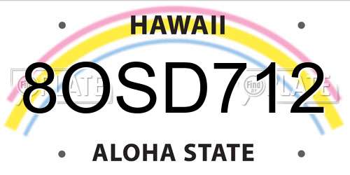 8OSD712 Hawaii License Plate
